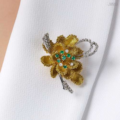 TRAVAIL FRANCAIS - ANNEES 1960 BROCHE BOUQUET DE FLEURS A di...