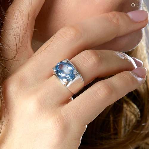 RENE BOIVIN - ANNEES 1935 BAGUE CHEVALIERE PIERRE BLEUE A si...