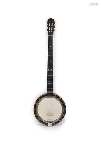 A Clifford Essex banjo overall 90cm, with distressed leather...