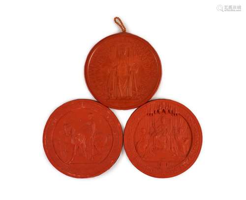 Three red wax Great Seals, two Queen Victorian Great Seals o...