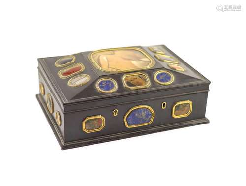 A late George III Grand Tour Souvenir ebony work box width 2...