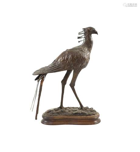 Tim Nicklin. A bronze model of a Secretary bird width 24cm h...