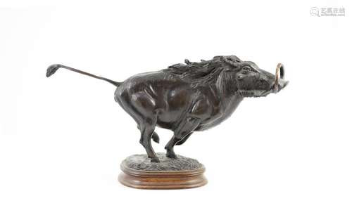 Tim Nicklin. A bronze model of a running warthog length 38cm...