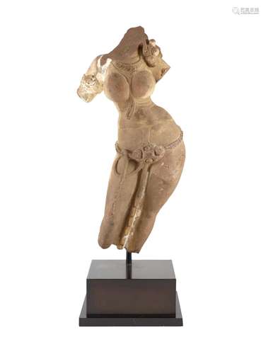 A Central Indian red sandstone torso of a Goddess, Madhya Pr...