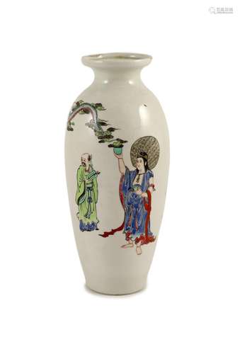 An unusual Worcester polychrome enamelled vase, c.1755-60, 2...