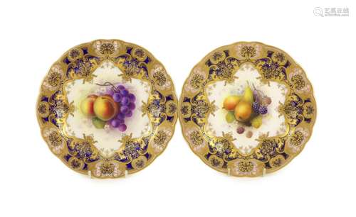 A pair of Royal Worcester fruit painted dessert plates, sign...