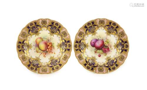 A pair of Royal Worcester fruit painted dessert plates, sign...