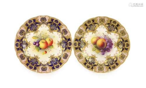 A pair of Royal Worcester fruit painted dessert plates, sign...