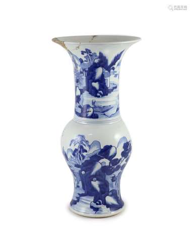 A Chinese blue and white yen-yen vase, Kangxi period (1662-1...