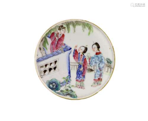 A Chinese famille rose drum-shaped box and cover, Jiaqing si...