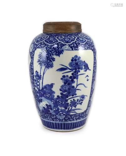 A large Chinese blue and white ovoid jar, 19th century, 35cm...