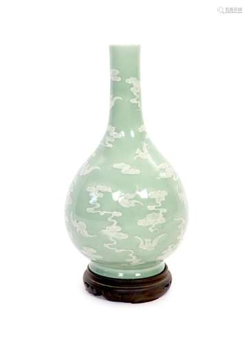 A Chinese celadon-glazed slip-decorated bottle vase, Qianlon...