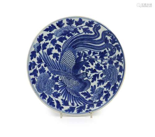 A Chinese blue and white ‘phoenix’ dish, Daoguang mark and p...