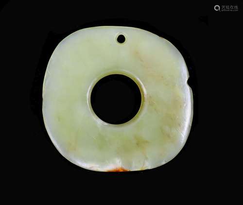 A Chinese yellow jade bi disc, possibly Hongshan Culture, 4....