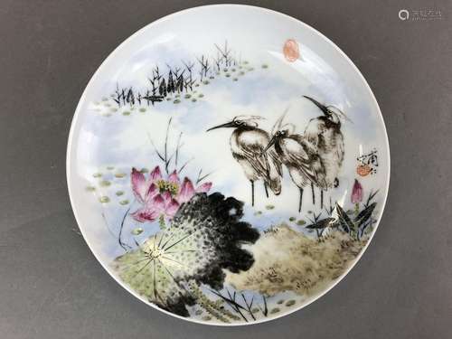 Assiette creuse en porcelaine émaillée polychrome …