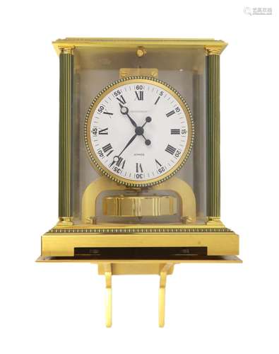 A Jaeger le Coultre gilt brass Atmos clock, clock width 21cm...