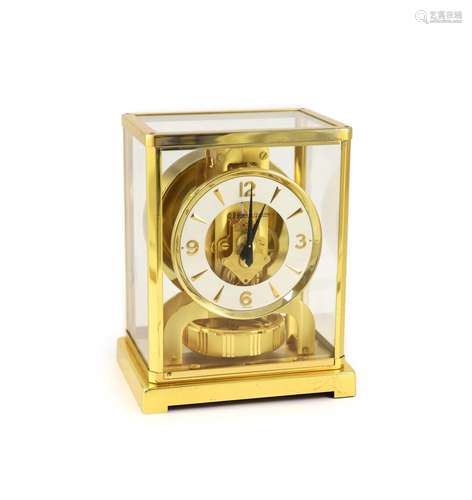 A Jaeger le Coultre gilt metal Atmos clock, width 18cm depth...