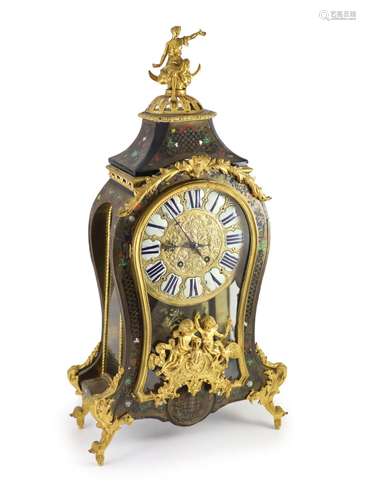 A Louis XV style ormolu mounted boullework mantel clock, hei...