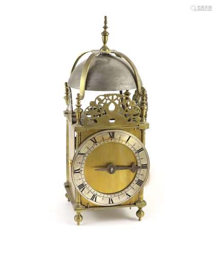 A 17th century style brass lantern clock width 15cm depth 15...