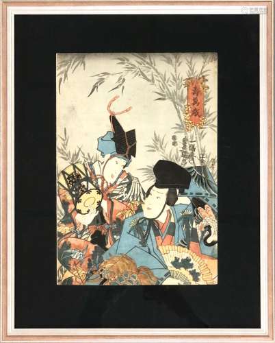 Estampe de TOYOKUNI (1786-1864). Couple d'acteurs …