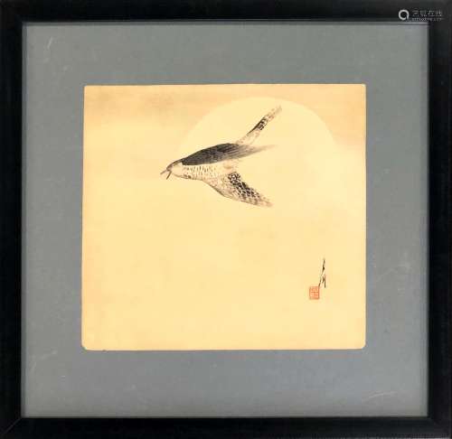 Estampe de Gekkô OGATA (1859-1920). Coucou en vol …