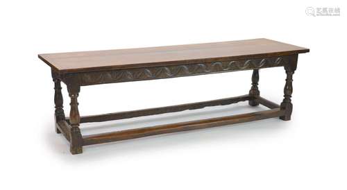 A William III oak refectory table, circa 1690, W.250cm D.76c...