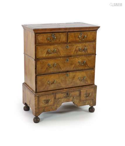 A George II walnut chest on stand W.102cm D.51cm H.132cm