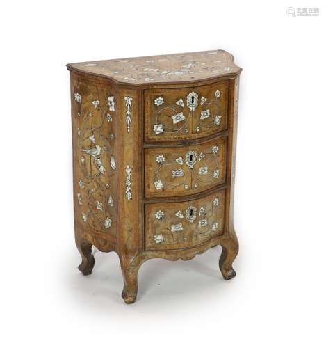 A mid 18th century North Italian marquetry inlaid walnut ser...