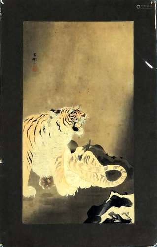 Estampe de Ohara KOSON (1877-1945). Tigre rugissan…