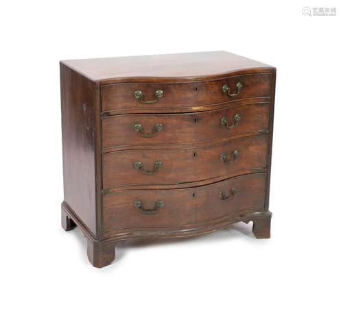 A George III mahogany caddy top serpentine chest, W 92cm D 5...