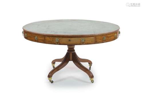 A Regency mahogany oval topped library table, H 78cm. Top 13...