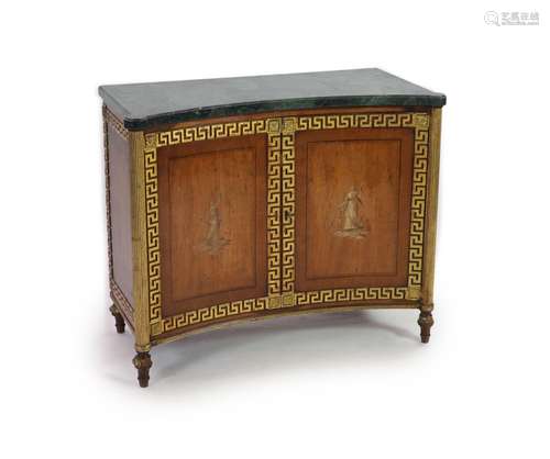 A Regency parcel gilt rosewood concave front side cabinet W....