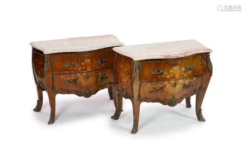 A pair of 18th century style Dutch kingwood and floral marqu...