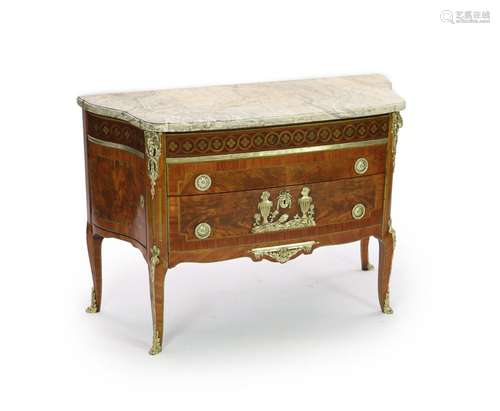 A late 19th century French marquetry and flame mahogany bowf...