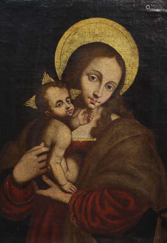 16th century style Italian School , Madonna and child, oil o...