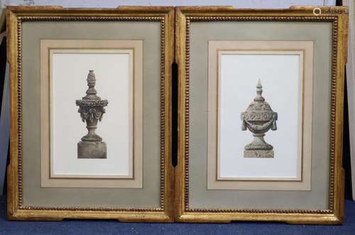 19th century English School, Studies of stone garden urns fr...