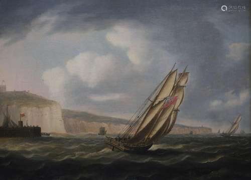 Thomas Buttersworth (1768-1842), Shipping off Dover, oil on ...