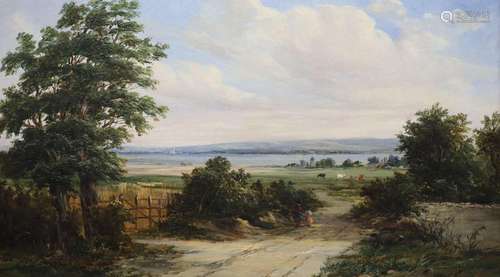 Alfred Vickers (1786-1868), Extensive landscape with figures...