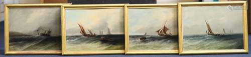 19th century English School , Fishing boats and other shippi...