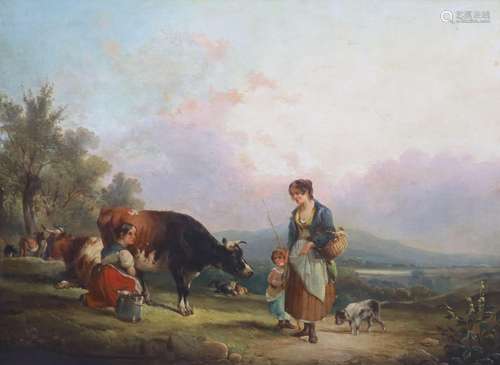 William Shayer Snr (1787-1879), Country folk on a path with ...