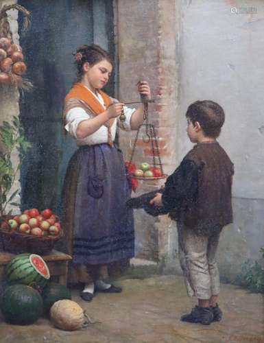 John Bagnold Burgess (1830-1897), The Fruit Seller, Oil on c...