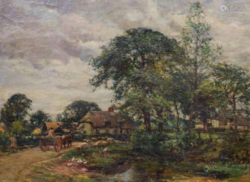 William Mark Fisher (1841-1923), Cart passing a duck pond, a...