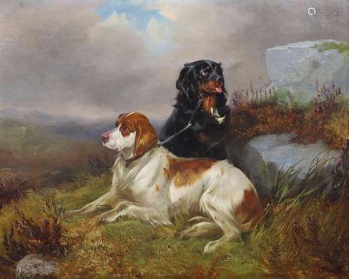 Colin Graeme (1850-1910), Setters in a Highland landscape, o...