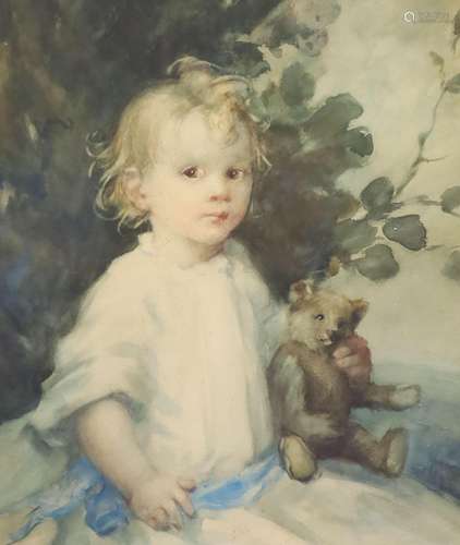 Ambrose McEvoy (1878-1927), Portrait of a child holding a te...