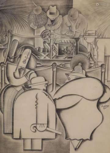 Charles Tudor (American, 1903-1970), Figures around a bar, p...