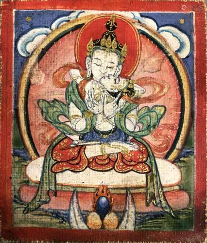 Tsakili sur coton représentant figurant Amitabha e…