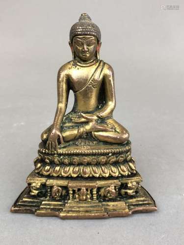 Statuette de bouddha en alliage de cuivre. Il est …