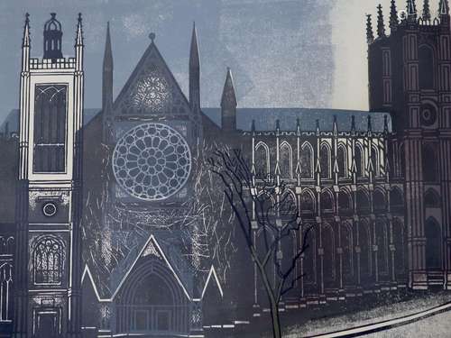 Edward Bawden RA (1903-1989), Westminster Abbey, linocut pri...