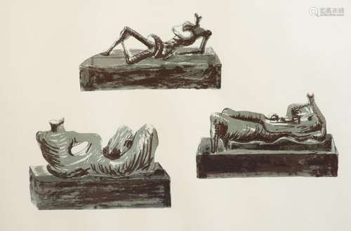 Henry Moore (1898-1986), Three reclining figures on pedestal...