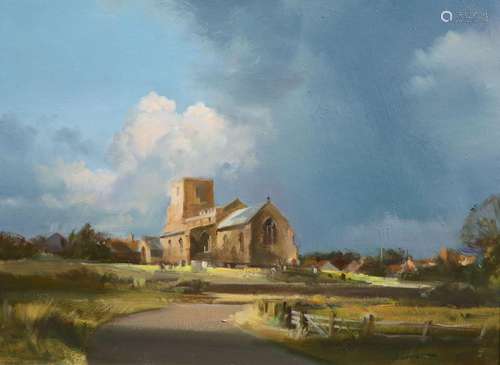 Frank Wootton (1911-1998), Morston Church, Norfolk, Oil on b...